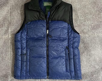 Vintage 80s LL Bean Puff Vest Puffer Women's Blue Navy Goose Down