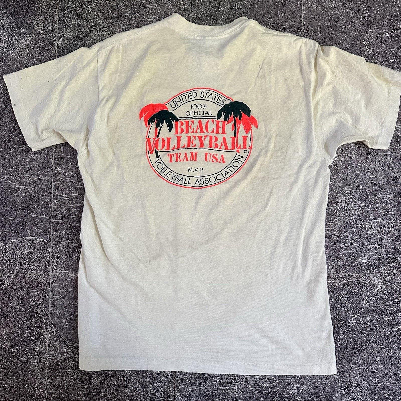 Men's Vintage 80s United States Beach Volleyball Team USA White T