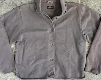 Women's Vintage Woolrich Pastel Purple Sweatshirt Button Up Chore Jacket Sz L