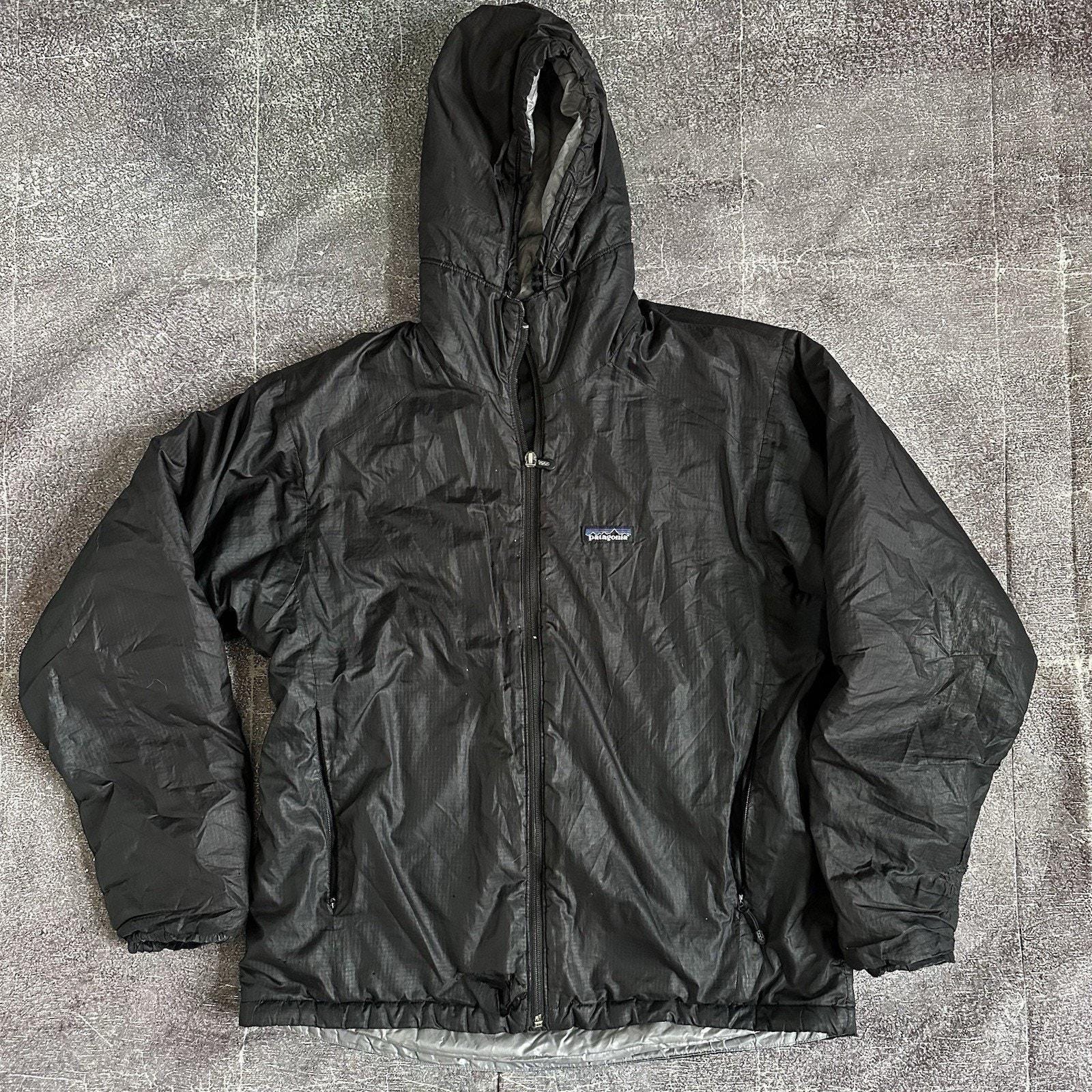 Men's Vintage Y2K Patagonia Black Gray Hooded Micro Puffs Puffer