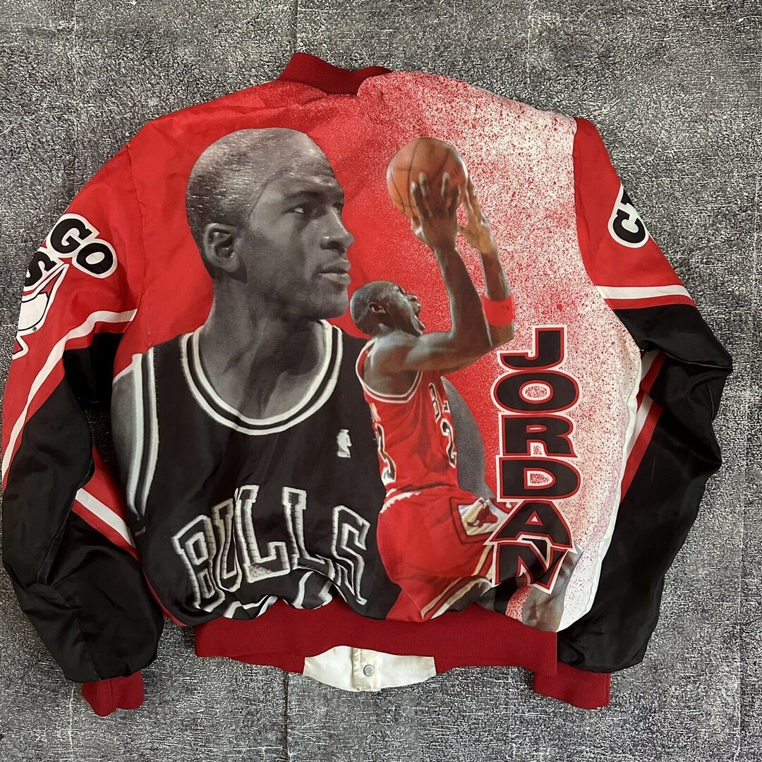 Men s Vintage 90s Chalk Line Chicago Bulls Michael Jordan Fanimation Jacket Sz M Etsy