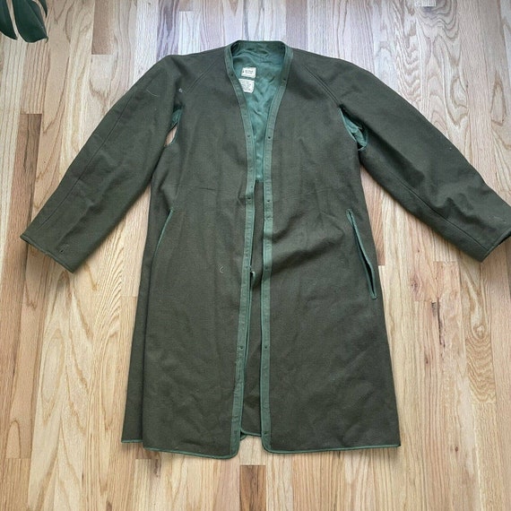 Men's Vintage US Army Overcoat Forest Green Wool … - image 1