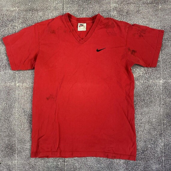 Herren Vintage 90er Jahre Nike USA Rot Schwarz Mini Logo V - Main Image
