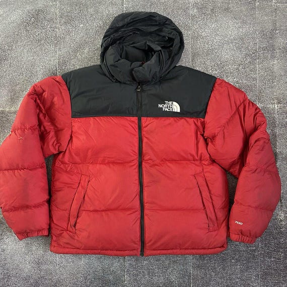 Men's Vintage 90's the North Face Red Black Nuptse 700 Down
