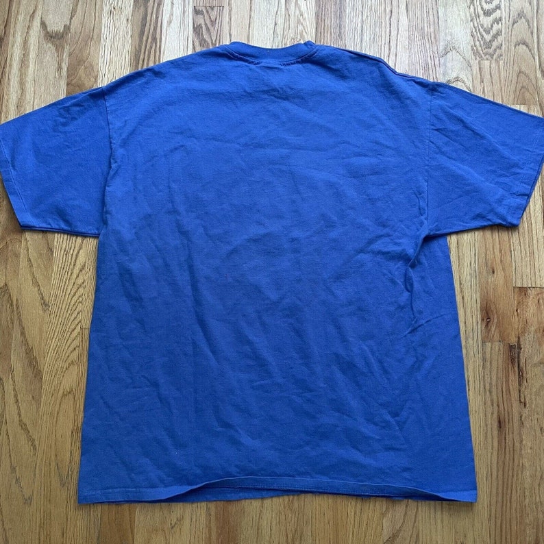 Men's Vintage 90's Hanes Kansas Jayhawks Big Logo Print Blue T Shirt ...