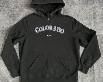 Vintage para hombre Nike Colorado Rockies negro centro comprobar sudadera con capucha sudadera Sz XL