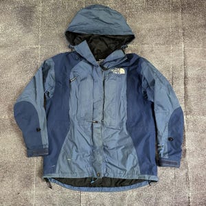 Womens Vintage Y2K The North Face Gore Tex Mountain Light Blue Parka Jacket Sz S
