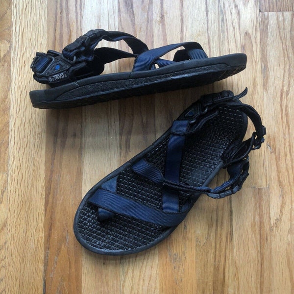 Men's Vintage 90's Teva Hurricane Big Toe Strap Blue Black Sandals Sz 11.5 (VTG)