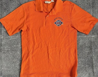 Men's Vintage 80's Logo 7 Denver Broncos Superbowl XXII Orange Polo Shirt Sz L
