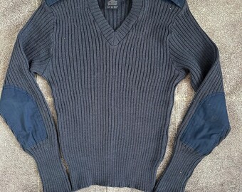 Men's Vintage 90's Citadel USAF US Air Force Ribbed Navy Blue Wool Sweater Sz 44