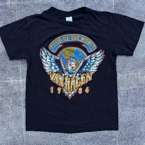 Men&#39;s Vintage 80&#39;s Anvil 1984 Van Halen Tour Of The Worlds Band T Shirt Tee Sz L