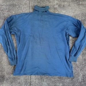 Herren Vintage 70er Jahre Obermeyer Pulverblau Rollkragen Langarm T-Shirt Tee Sz M