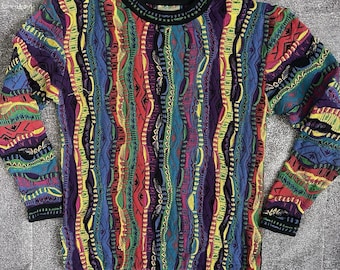 Men&#39;s Vintage 90&#39;s Coogi 3D Knit Biggie Textured Pullover Crewneck Sweater Sz S