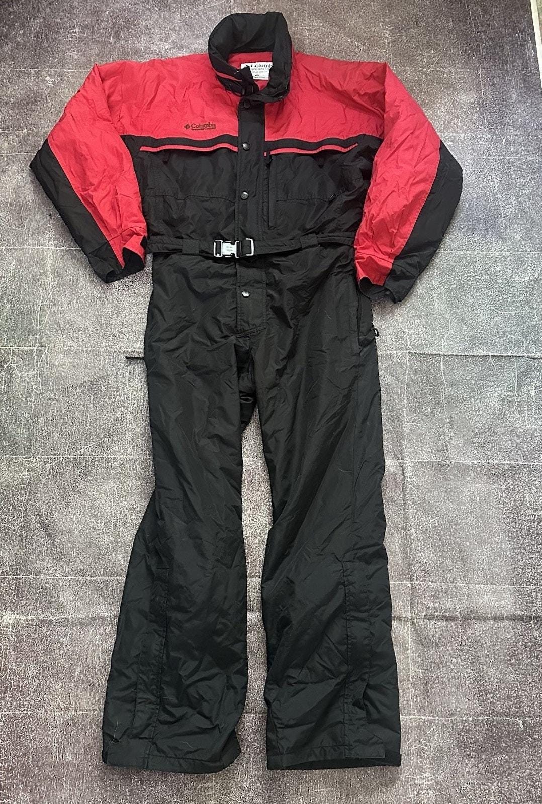 Men's Vintage 90's Columbia Red Black One Piece Color Block Snow