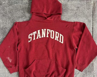 Sudadera con capucha roja vintage de los años 80 de los Stanford Cardinals de ACI para hombre, talla M