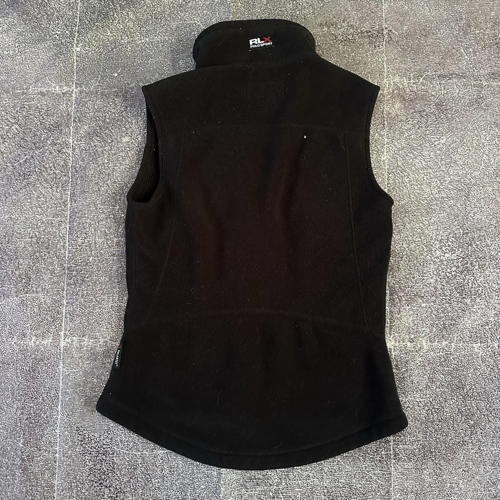 Women's Vintage 90's Polo Sport RLX USA Black Fleece Zip up Vest