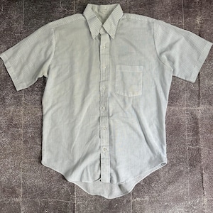 Camicia da lavoro leggera a righe bianche e blu, vintage anni &#39;60, da uomo, realizzata negli USA, taglia L