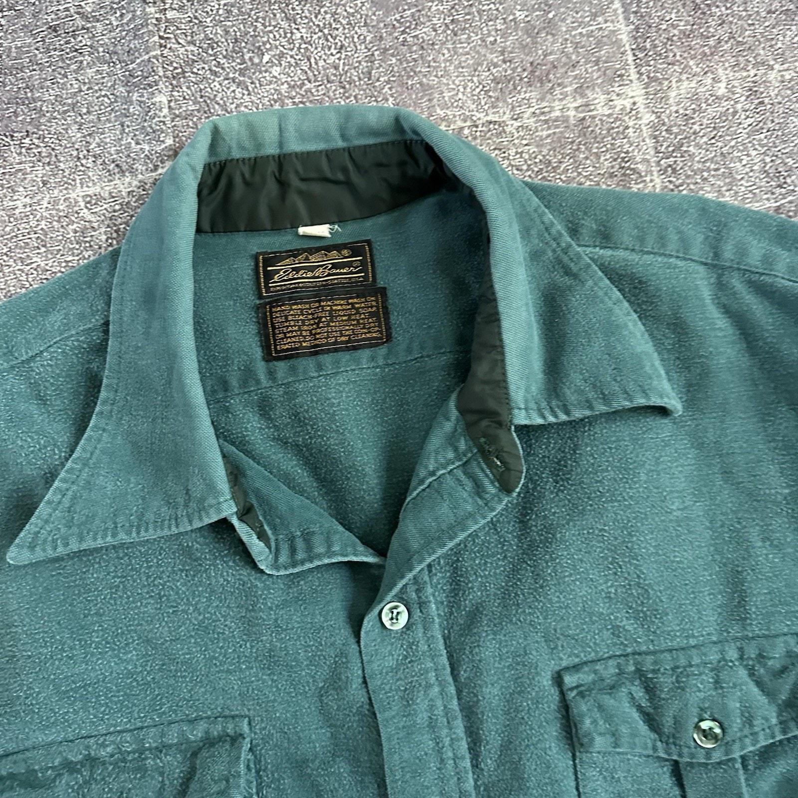 Men's Vintage 90's Eddie Bauer Teal Blue Chamois Cloth Button up