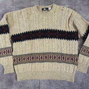 Men&#39;s Vintage 90&#39;s Pendleton Lobo USA Wool Tribal Aztec Crewneck Sweater Sz XL