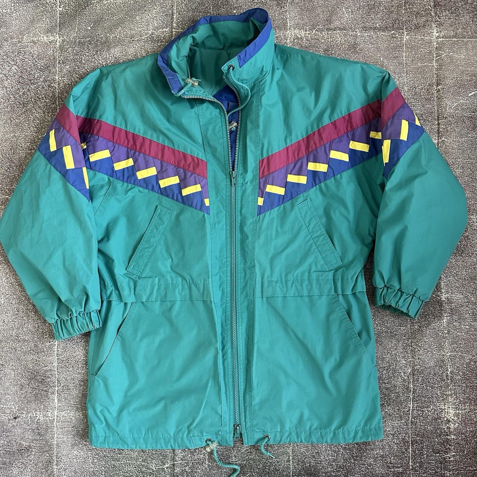 Mens Vintage 90s FOG Teal Blue Purple Yellow Color Block