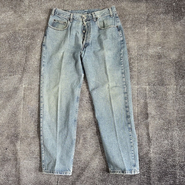 Mens Vintage 90s GAP USA Loose Fit Denim Baggy Light Button Fly Jeans Sz 35 X 30