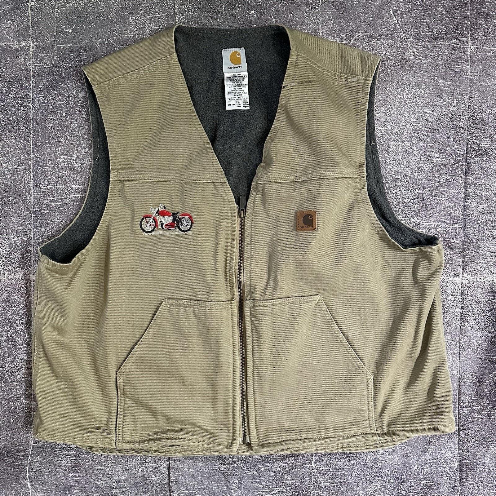 Men's Vintage Y2K Carhartt V19 Tan Fleece Lined Canvas Work Vest