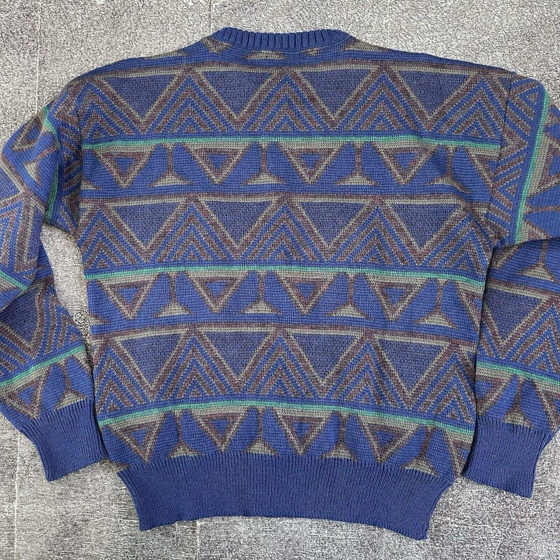 Men's Vintage 80's Pendleton Tribal Aztec Wool Crewneck Pullover Sweatshirt Sz L image 4