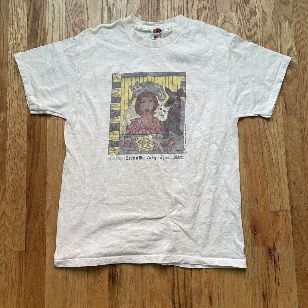 Men's Vintage 00's Petsmart Save A Life Adopt A Pet Dog Cat Promo T