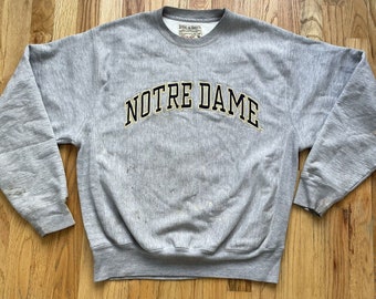 Men's Vintage Notre Dame Fighting Irish Heather Gray Crewneck Sweatshirt Sz M