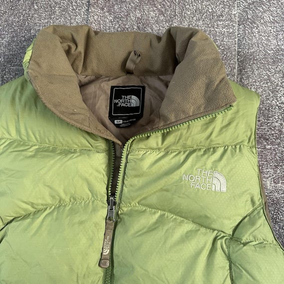 Women's Vintage Y2K the North Face Green Tan 550 Down Nuptse