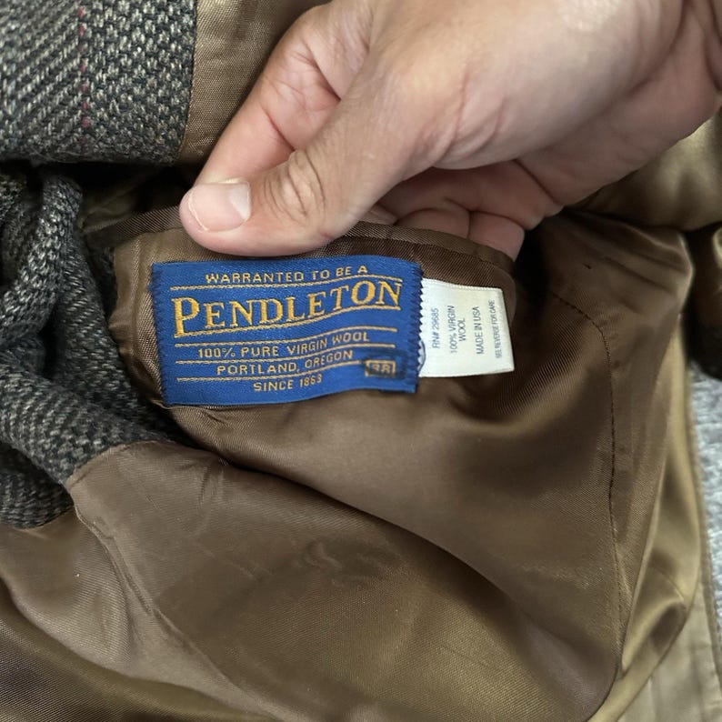 Men's Vintage Pendleton USA Tweed Wool Leather Elbow Patch Herringbone Sports Coat Sz 38 image 4