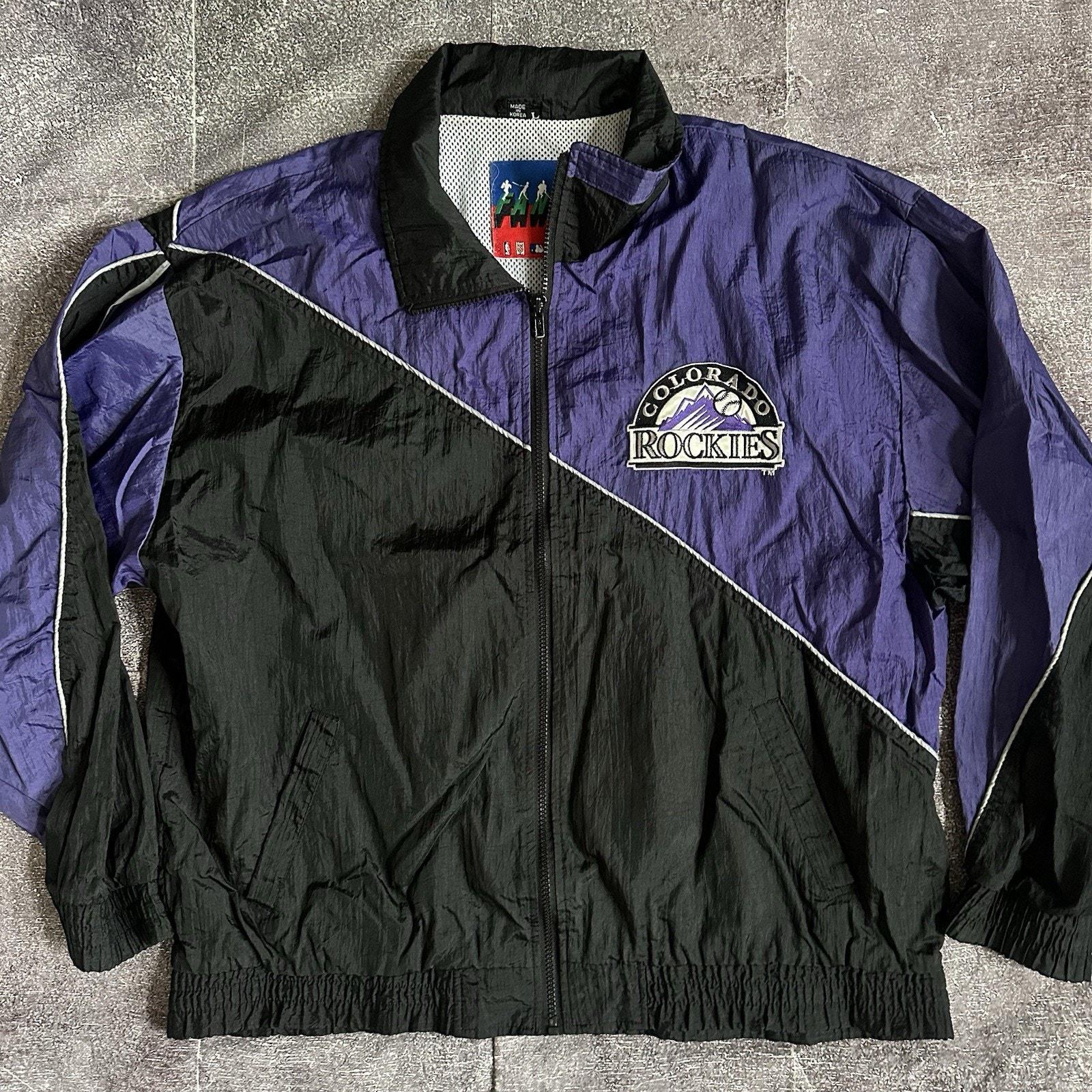 Men's Vintage 90's FANS Colorado Rockies Purple Black Windbreaker