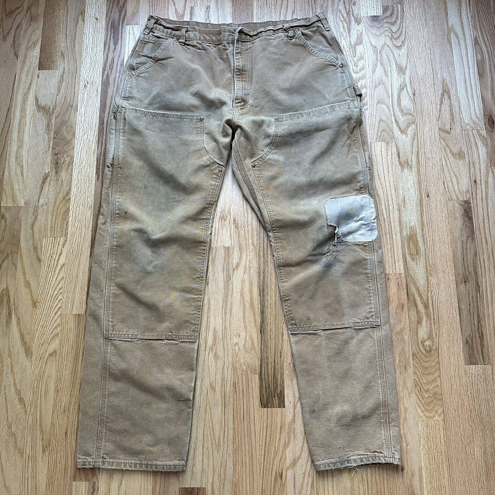 Y2K Carhartt Double Knee Patched Work Pants in Tobacco, Size 35x30