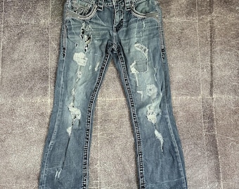 Y2K Rock Revival Bootcut Jeans: Embellished Low Rise Denim - Etsy