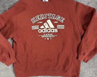 Men's Vintage 90's Adidas Heritage Clay Red Crewneck Pullover Sweatshirt Sz S