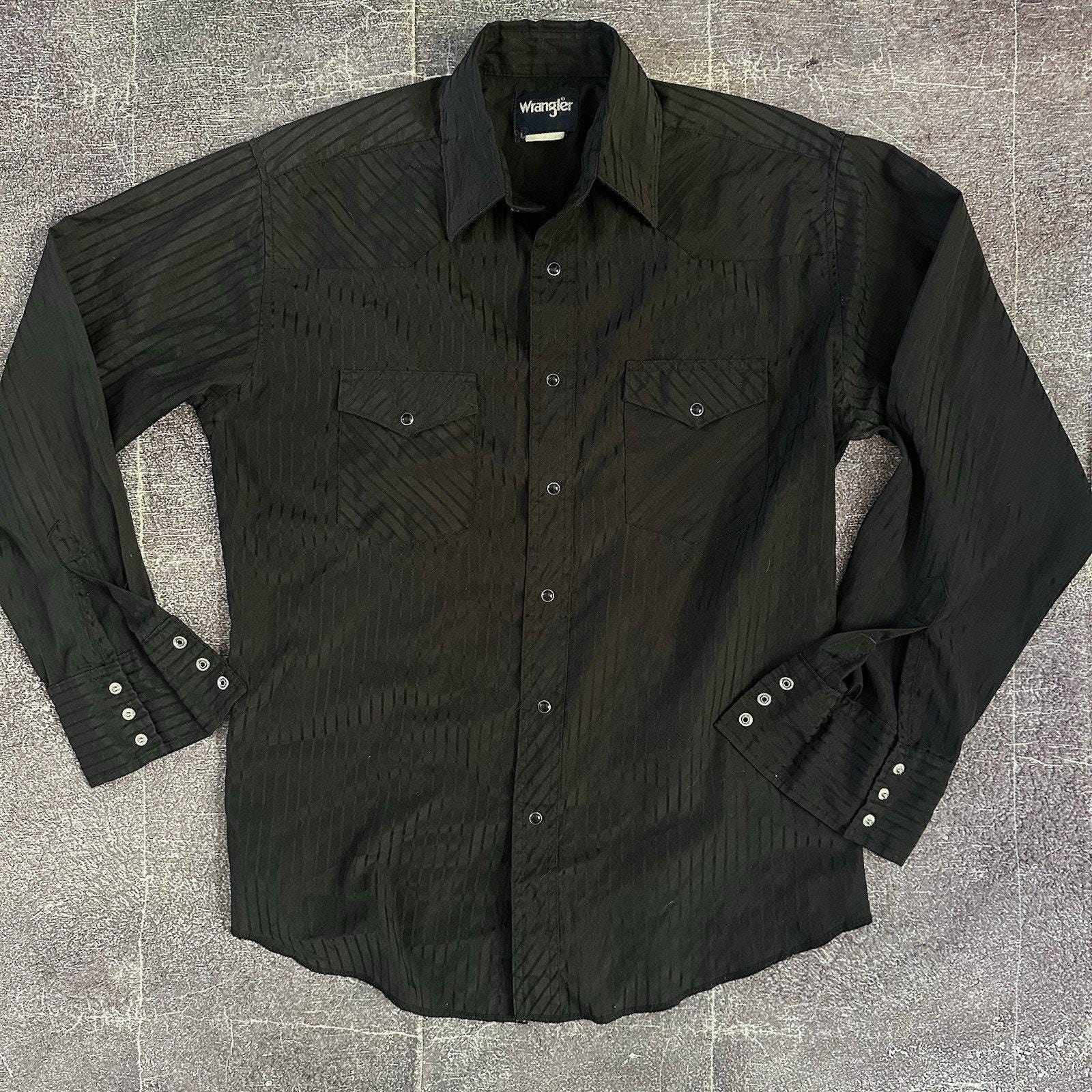 Men's Vintage 90's Wrangler Western Wear Black Pearl Snap Long