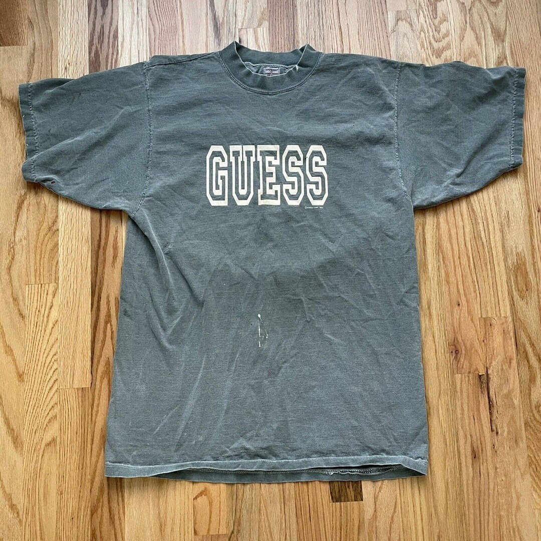 T-shirt Vintage GUESS 1993 Par Georges Marciano - Blanc - Taille L - Occasion Très Bon état