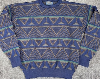 Men's Vintage 80's Pendleton Tribal Aztec Wool Crewneck Pullover Sweatshirt Sz L