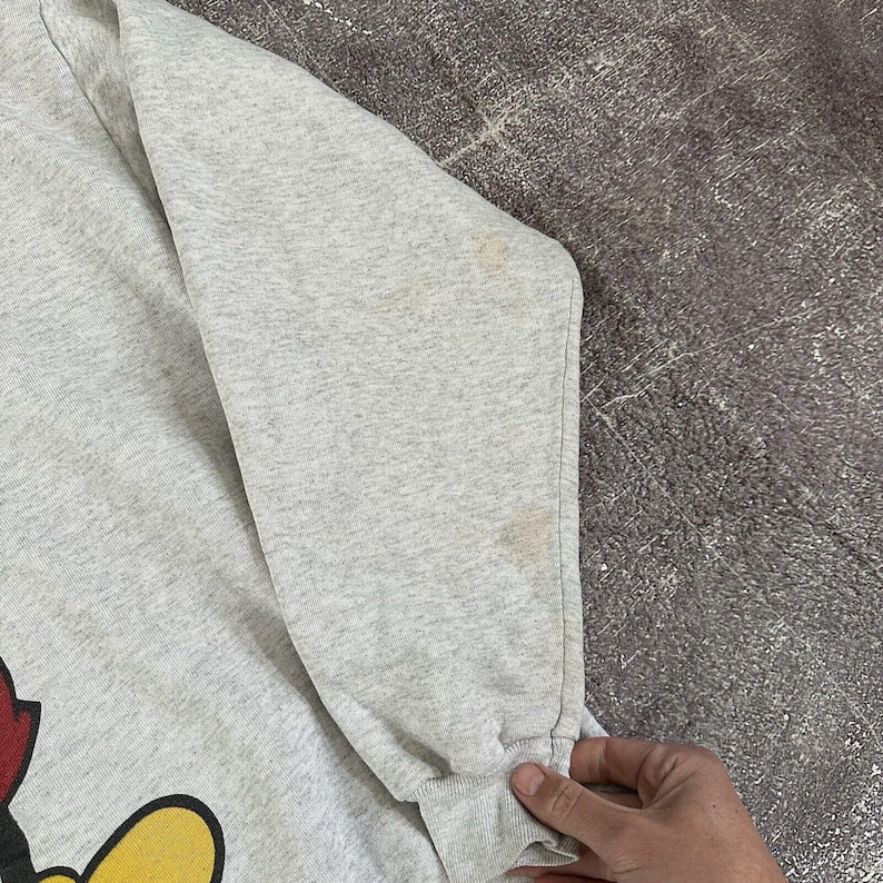 Moletom masculino vintage dos anos 90 da Disney Mickey Mouse Heather Grey Crewneck tamanho XL imagem 2