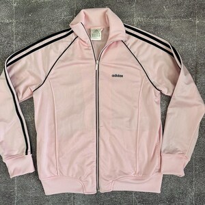 Men's Vintage Y2K Adidas Pastel Pink Black Full Zip up Bomber