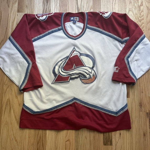 Vintage Starter NHL Colorado Avalanche Size L Away Jersey NO NAME NO NUMBER  USED