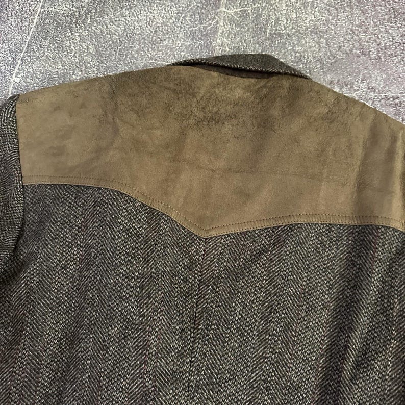 Men's Vintage Pendleton USA Tweed Wool Leather Elbow Patch Herringbone Sports Coat Sz 38 image 6