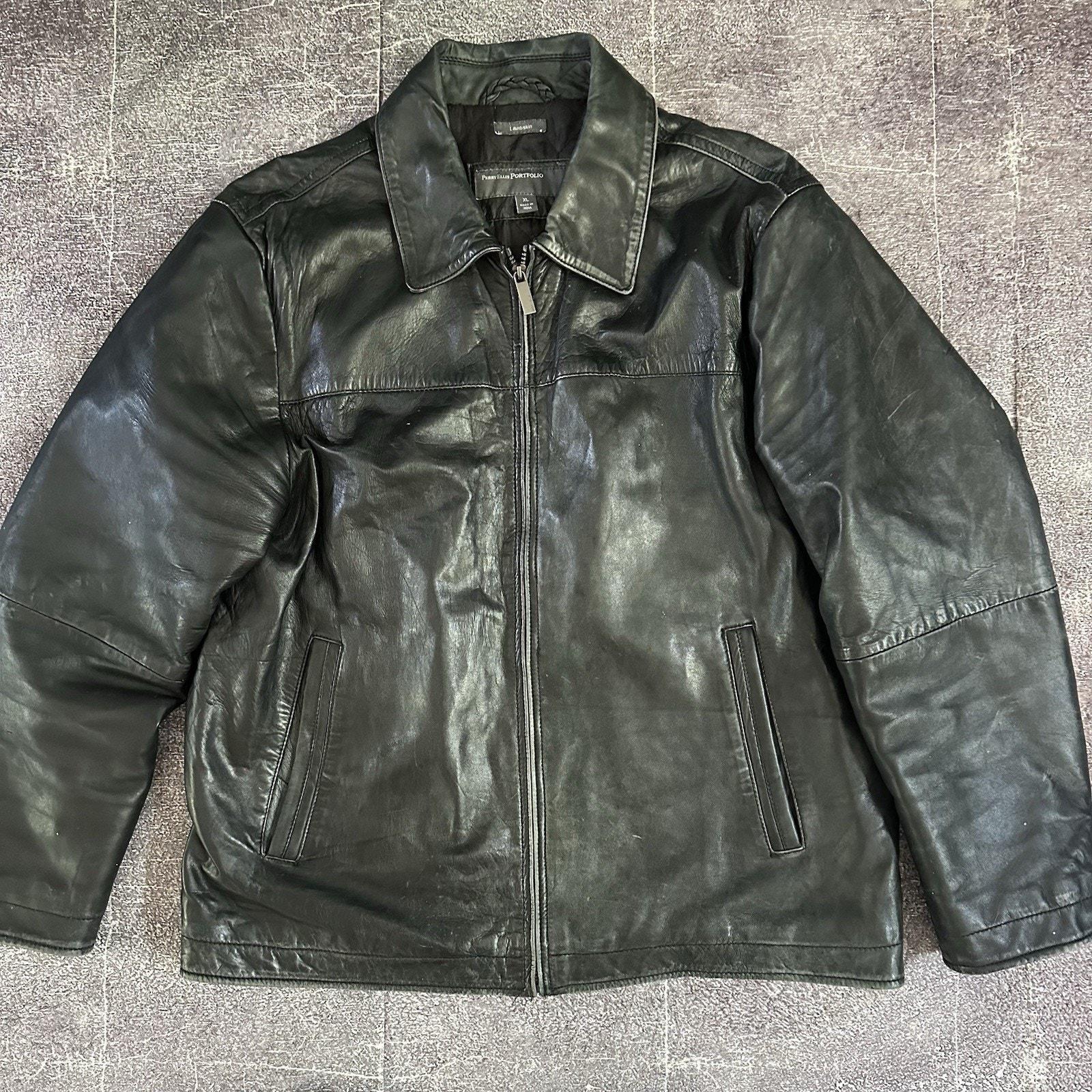 PERRY ELLIS キルティングレザージャケットL VINTAGEブラック PERRY ELLIS キルティングレザージャケットL VINTAGEブラック