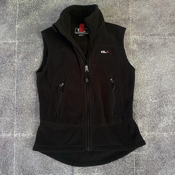 Women's Vintage 90's Polo Sport RLX USA Black Fleece Zip up Vest
