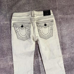 Dam vintage Y2K True Religion USA Billy Boot Cut utsvängda blå jeans storlek 30 x 31 bild 5