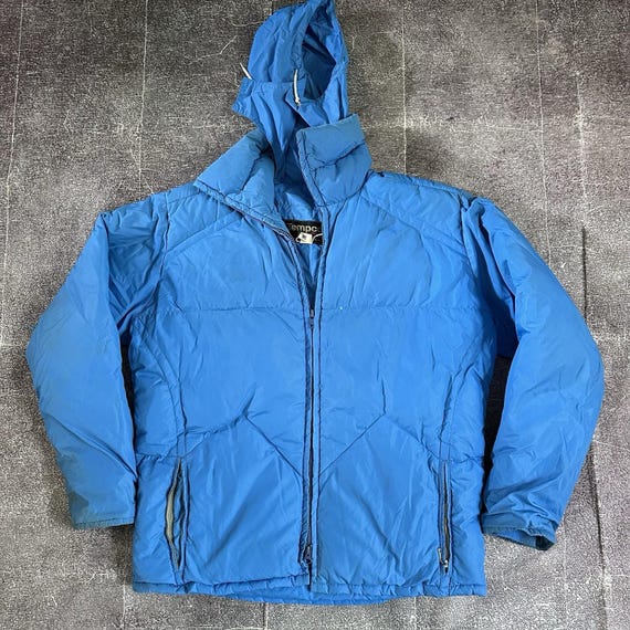 d*k様 70s Tempco ビンテージ グースダウンジャケット USA製 マ Men's Vintage 70's Tempco Quilters USA Goose Down Blue Puffer Zip