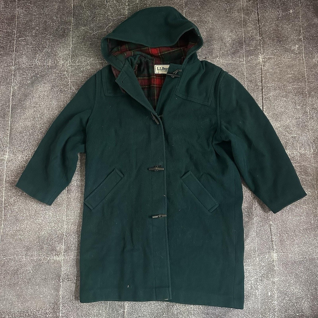 Men's Vintage 90's L.L Bean Forest Green Lined Toggle Duffle Coat