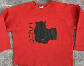 Women's Vintage 90's FOTL Polton Panthers Red Cropped Crewneck Sweatshirt OSFA