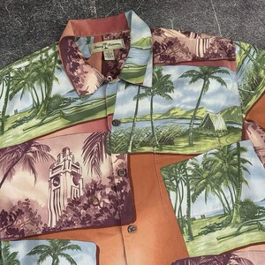 Men's Vintage Y2K Tommy Bahama Silk All Over Print Hawaiian AOP Polo Shirt Sz S image 2