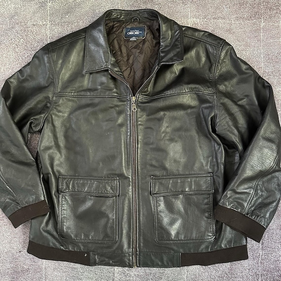 Men's Vintage 90s Cherokee Dark Brown Patina Leather Bomber Pilot